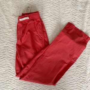Boys red cotton drawstring/roll-up pants